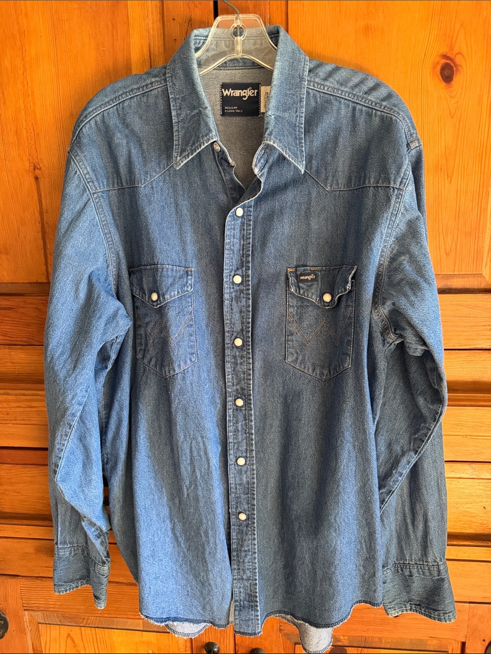 Wrangler Blue Denim Western Button-Down Shirt